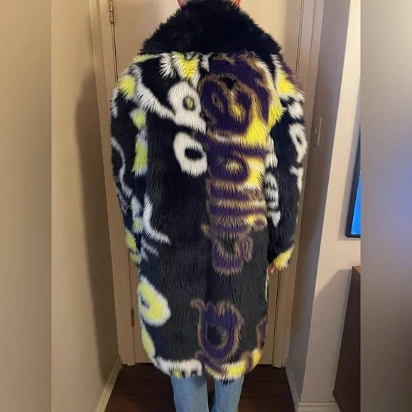 H&M Circular Design Story Limited Edition Patterned Fur Coat - Picture 2 of 6